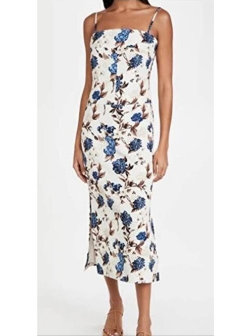 NWT: Tory Burch Caramel Mixed Floral Strap Back Dress Size 12